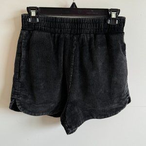 She + Sky High Rise Washed Corduroy Shorts in Black